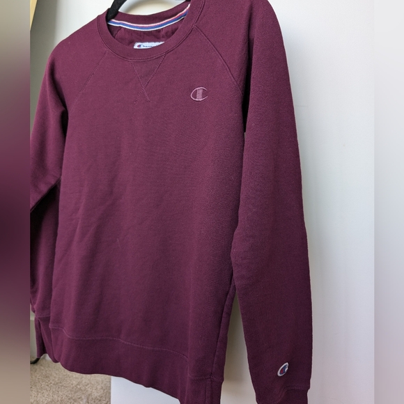 Champion Plum Crew Neck Pullover Sweatshirt classic logo Sz XS - Picture 6 of 10